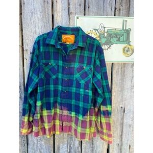 Oversized Flannel| Upcycled Acid Dipped Flannel|